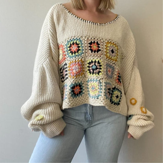 Free People Dahlia Crochet Pullover (M/XXL)