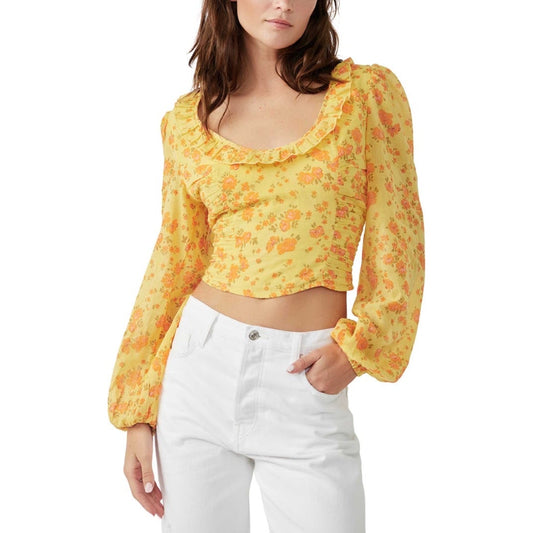 Free People  Yellow Crop Top in Honey (S)