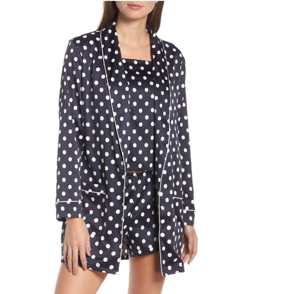 Something Navy Woven Polka Dot Pajama Set 3 Piece (S)