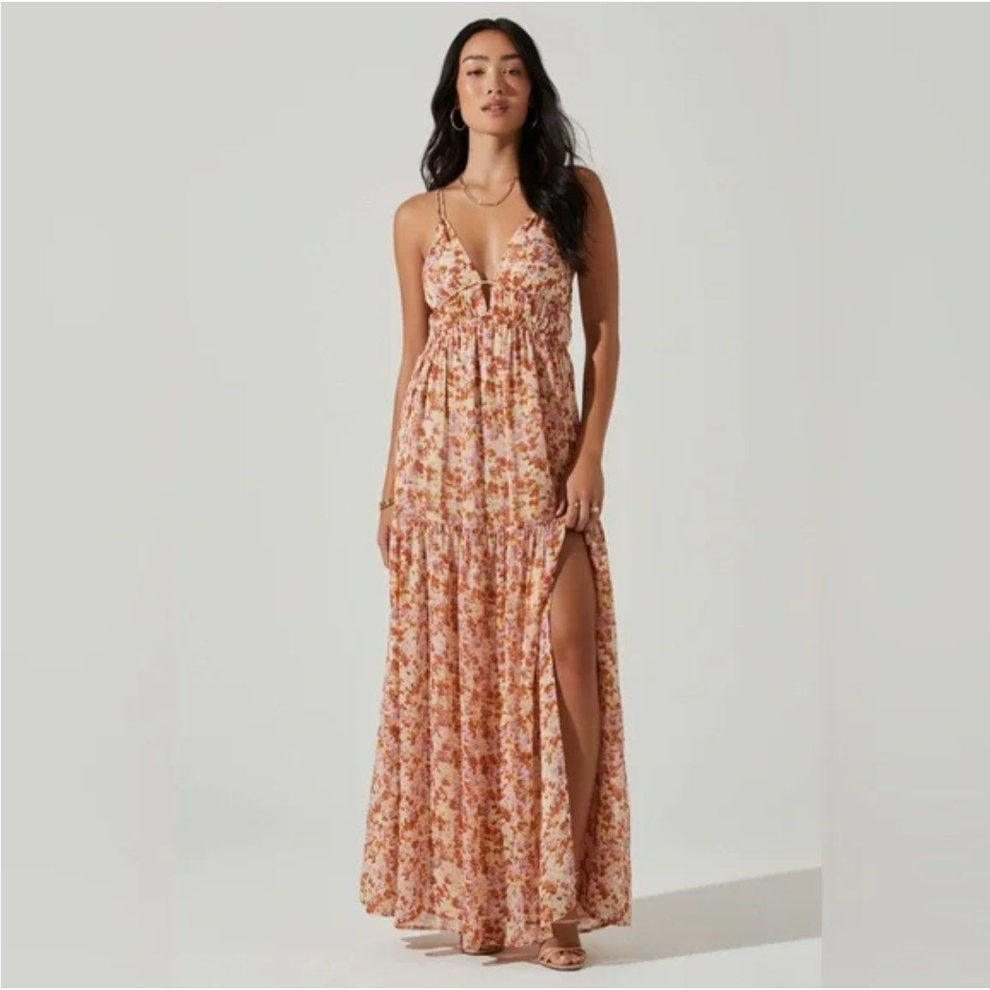 ASTR the Label Ryliana Floral Tiered Maxi Dress (XL)