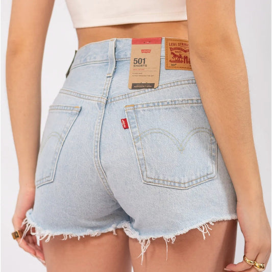 Levi's 501 High Light Wash Denim Shorts (27)