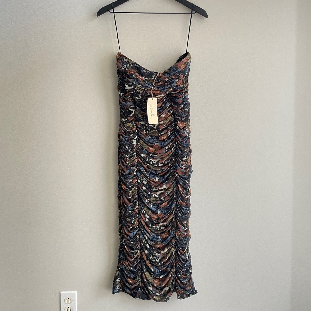 Anthropologie Let Me Be Ruched Strapless Dress (S)