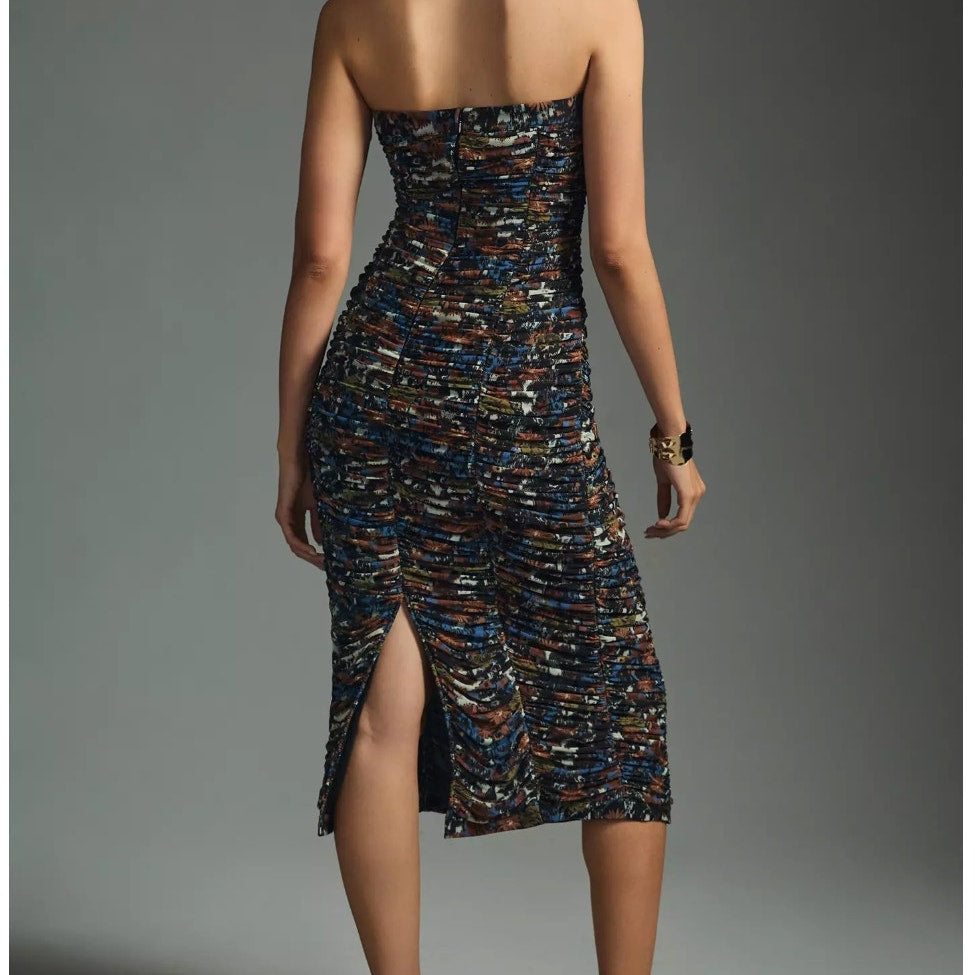 Anthropologie Let Me Be Ruched Strapless Dress (S)