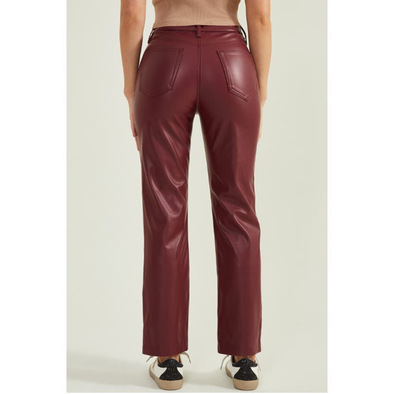 Altar'd State Vegan Leather Straight Pants Red Wine (27)