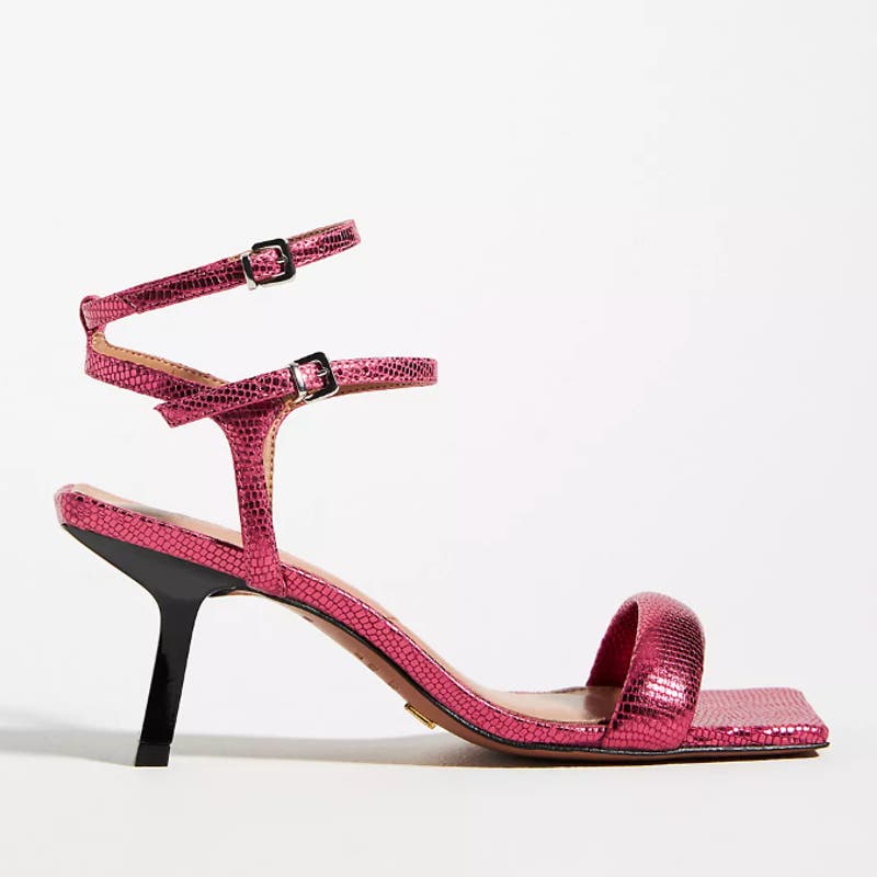 Anthropologie Vicenza Strappy Metallic Heels Hot Pink