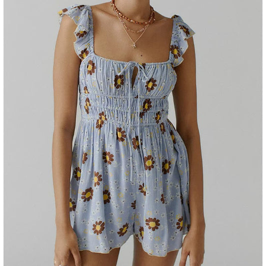 Urban Outfitters Rockaway Smocked Playsuit (L)