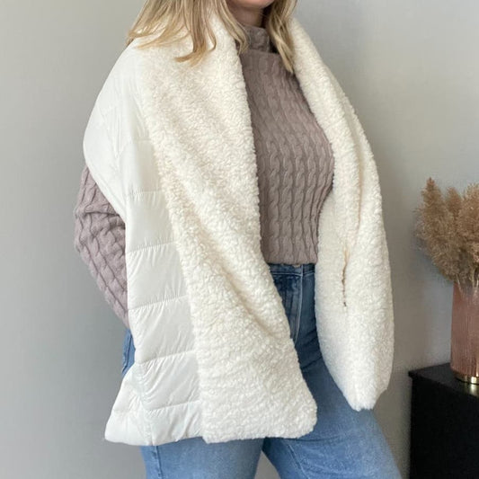 Free People Downhill Puffer Scarf Ivory